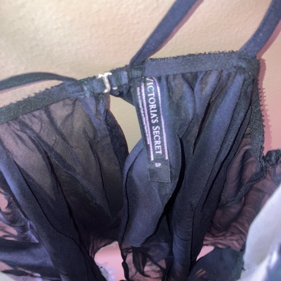 Y2K Victorias Secret Lace Babydoll Slip Dress Lingerie Pink Trim - Picture 3 of 6